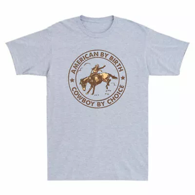 Buy By Cotton American By Funny T-Shirt Choice Cowboy Men's Retro Horse Riding Birth • 14.99£