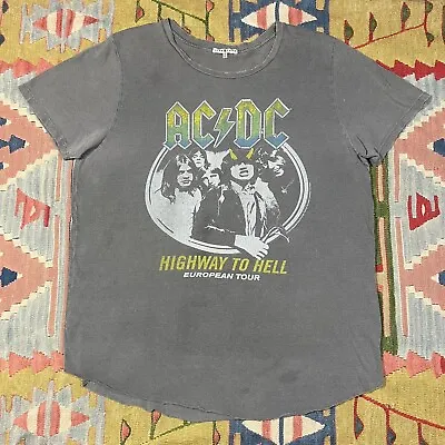 Buy ACDC Highway To Hell European Tour Junk Food Grey Shirt Women’s XL Flawed USA • 0.78£
