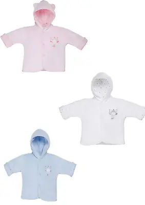 Buy Prem Baby Boys & Girls Warm Hooded Jacket Padded Velour Teddy Pink White 3-8lbs • 19.99£