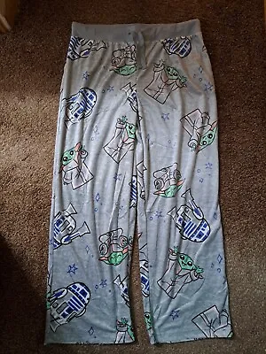 Buy Womens Mandalorian Baby Yoda Grogu Star Wars Gray Pajamas Sleep Pants 1X • 17.05£