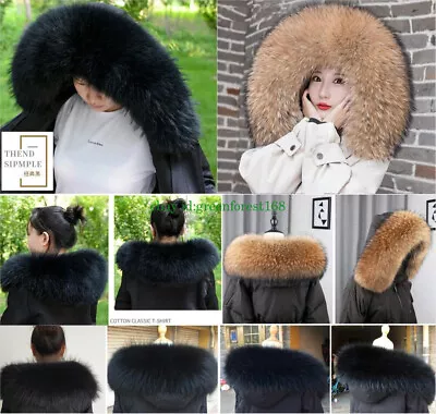 Buy Real Fur Collar Scarf Trim Hood Winter Coat Parka Ussuri Raccoon Fur Collar New • 53.99£