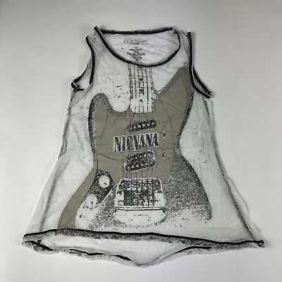 Buy Live Nation Nirvana Tank Top Womens M White Sleeveless Shirt Guitar Distressed • 20.17£