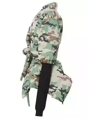 Buy Ladies Green Black Camouflage Chic Street Edgy Belted  Puffa Jacket Coat 10 12 • 124.99£