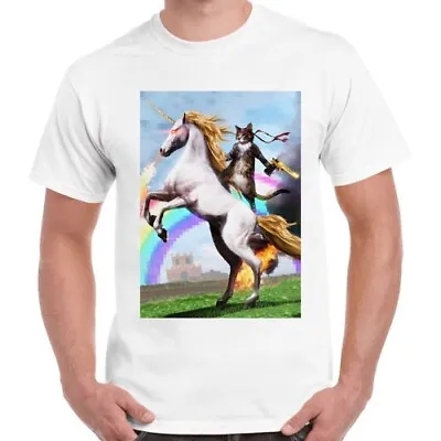 Buy Crazy Cat Unicorn Rainbow Funny Cool Men Women Cool Gift Unisex T Shirt 2708 • 6.35£
