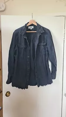 Buy 3.	New Look Size 12 Distressed Black Denim Shirt Jacket • 10£