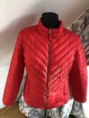 Buy Joules Ladies Elodie Red Chevron Quilted Padded Jacket UK16 VGC • 29.95£