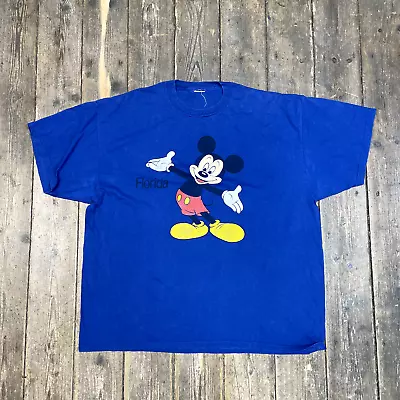 Buy Mickey Mouse T-Shirt Mens Disney Vintage Y2K Graphic Short Sleeve Tee, Blue 3XL • 25£