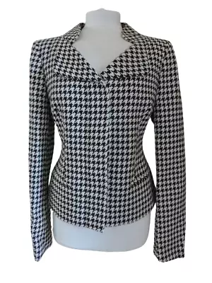 Buy Vintage 50s Style Jacket By Next Black & White Dogtooth Check Fitted Jacket 14 • 4.99£