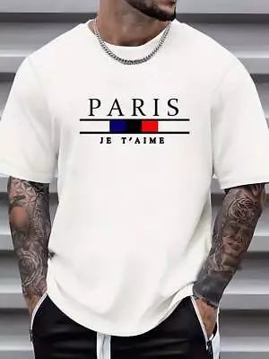 Buy Mens T-shirt Paris Print Short Sleeve Crew Neck Casual Summer Soft Cool Shirts T • 8.49£