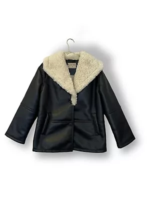 Buy Free People Vegan Leather Retro Sherpa Jacket Black Size XS • 68£