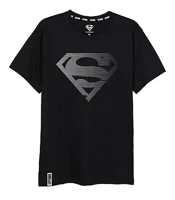 Buy Superman Men's Short Sleeve Ribbed Crew Neck T-shirt Cotton Black Large Shirt • 15.99£