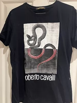 Buy Roberto Cavalli T Shirt Mens Size M Snake Print Black • 10£