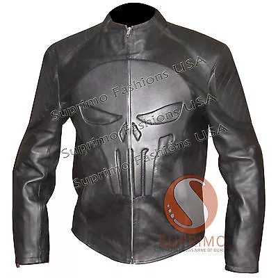 Buy New Mens Devil Embossed Skull Punisher Stylish Celebrity Movie Leather Jacket  • 151.98£