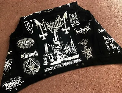 Buy Mayhem Battle Jacket Cut-Off Denim Vest De Mysteriis Dom Sathanas Black Metal 5X • 156.66£