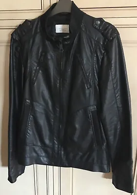 Buy Zara Man Basic Black Faux Leather Jacket, Small • 30£