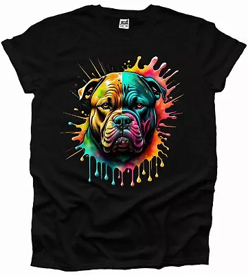 Buy XL Bully Pitbull Dog Painting Cute Men's T Shirt Pet Mum Dad Woman UK Seller • 10.99£