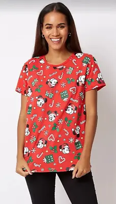 Buy Disney Mickey And Minnie Mouse Red Christmas T-Shirts Medium 12-14 BNWT • 8.99£