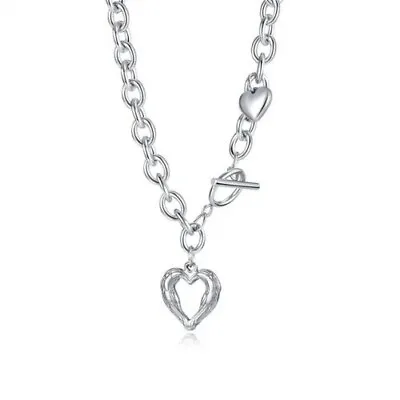 Buy Heart Necklace Chunky Chain Valentines Jewellery Women Ladies Girlfriend Friends • 4.99£