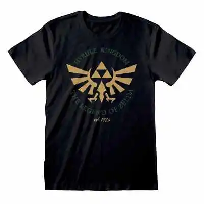 Buy The Legend Of Zelda T-Shirt Hyrule Kingdom Symbol Official New Black • 13.95£
