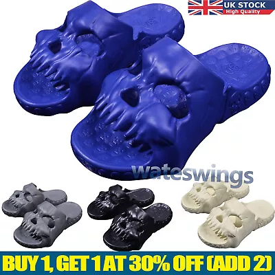 Buy Men Women  Skull Design Slippers In/Outdoor Fun Slippers Bathroom Summer Shoes ~ • 9.59£