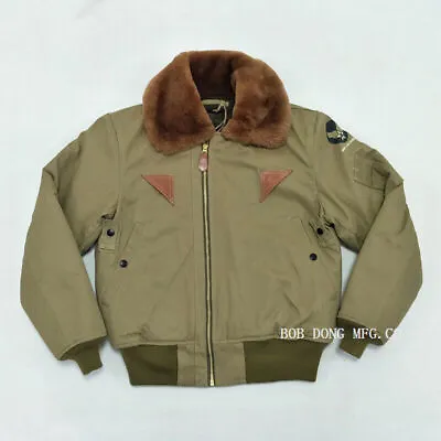 Buy BOB DONG Military B-15A Flight Jacket Mens Winter Warm Bomber Jacket Fur Collar • 164.99£
