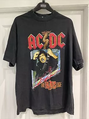 Buy AC/DC Razors Edge World Tour Live T-shirt Birmingham NEC 1991 Angus Young Large • 13.50£
