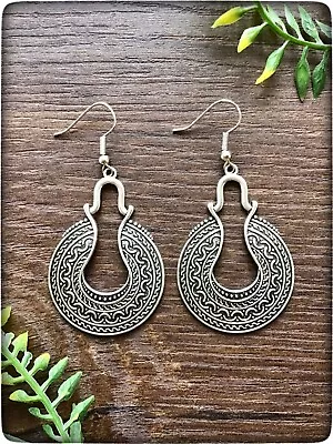 Buy NEW Silver Colour Saxon Viking Norse Ancient Style Boho Hippy Bohemian Earrings • 15.99£