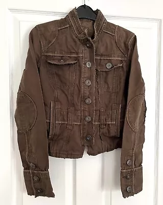 Buy River Island Khaki Denim Jacket Size 10 32” Bust Military Streetwear VGC! • 9.99£
