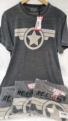 Buy Captain America T-Shirt By RE-Covered Marvel Logo NEW Size Medium Grey • 9.87£