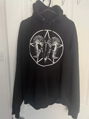 Buy Gothic Ram Skull Pentagram Black Hoodie Jumper Grindstore Medium Clothing  • 15£