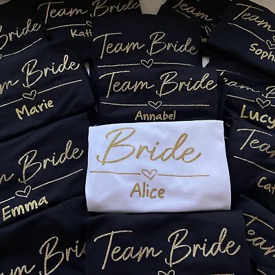 Buy Hen Do T-shirts Bride Tribe Top Bridal Party Wedding T Shirts Gold Glitter I Do • 7.50£