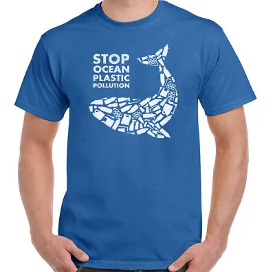 Buy Environment T-Shirt Stop Ocean Plastic Pollution Mens Climate Change Whale Top • 10.99£