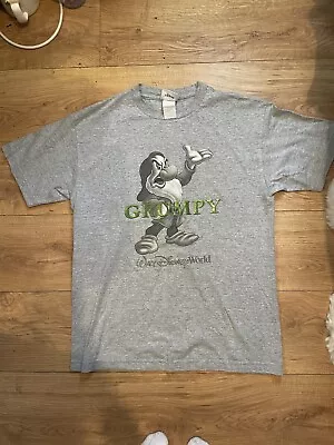 Buy Disney GRUMPY Raised Lettering T-shirt Adult Small (S) Gray Snow White Dwarfs • 11.95£