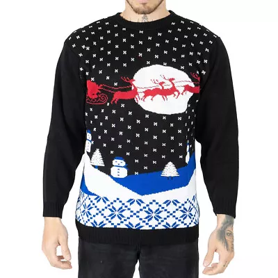 Buy Retro Christmas Xmas Jumper Sweater - Unisex Santa Reindeer Sleigh Knitwear • 9.99£
