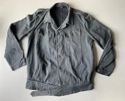 Buy Vintage 70s Grey Denim Swedish Prisoner Military Uniform Jacket Mens 46 EU 56 XL • 39£
