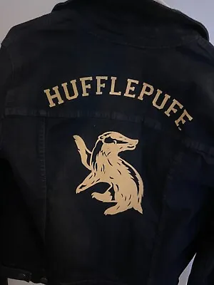 Buy PERFECT CONDITION Harry Potter Hufflepuff Girls Black Denim Jacket S/M • 18.94£