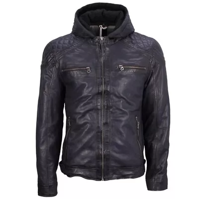 Buy Gipsy Men Jacket Leather Jacket GMRao Blue RF Blue • 135.67£