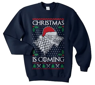 Buy Christmas Is Coming Sweater Jumper Sweatshirt Funny Ugly Stark Wolf Winter • 23.99£