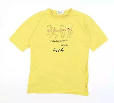 Buy Disney Womens Yellow Cotton Basic T-Shirt Size 2XS Round Neck - Winnie The Pooh • 5.50£