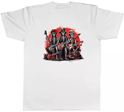 Buy Skeleton Rock N Roll Band Mens T-Shirt Music Trio Gothic Skull Guitar Tee Gift • 8.99£