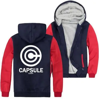 Buy Dragon Ball Capsule Corp Hoodie Sweatshirt Men Blue Zip Thick Fleece Jacket • 43.19£