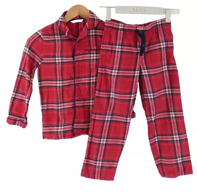 Buy Marks And Spencer Pyjamas Kids Red Check Tartan Flannel Warm Girls Boys Age 7-8 • 9.99£
