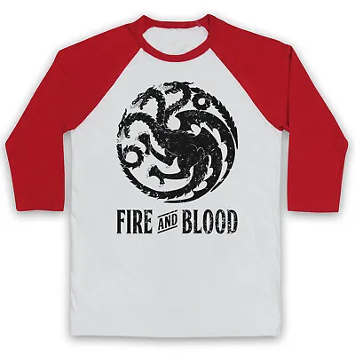 Buy Game Of Thrones Targaryen Dragon Sigil Fire And Blood 3/4 Sleeve Baseball Tee • 23.99£