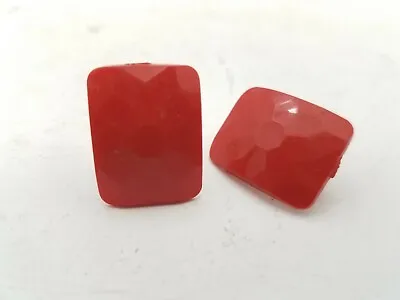 Buy Vintage Pair Plastic Retro Red Costume Jewelry Clip-on Earring Stud Rockabilly • 11.58£
