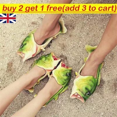 Buy Unisex Adults Funny Fish Slippers Sandals Holiday Beach Flip Flops Slides Shoes • 9.66£