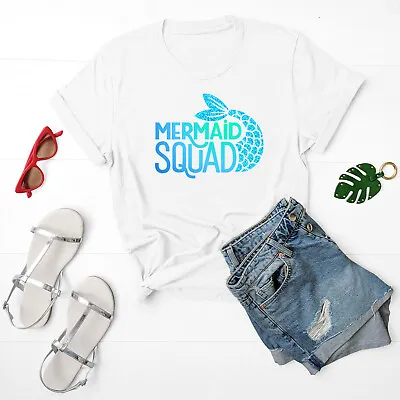 Buy Mermaid Squad Womens T-shirt Baggy Fit Short Sleeve Slogan T-shirt • 9.99£