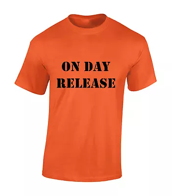 Buy On Day Release Mens T Shirt Funny Prison Jail Design Fancy Dress Halloween Top • 7.99£