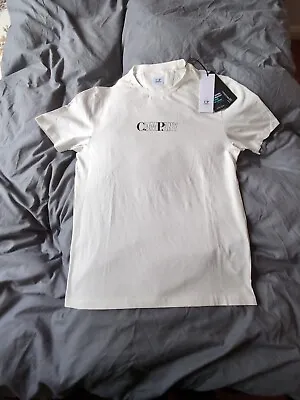 Buy C.P. Company  30/1 Jersey White Logo Short Sleeve Sleeve T-Shirt  Size XL  • 55£
