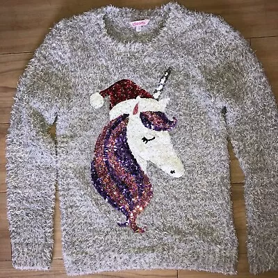 Buy Girls Christmas Unicorn Sequin Grey Upper Size 11-12 Years • 7.99£
