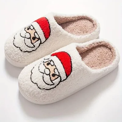 Buy Cute Christmas Cartoon Pattern Slippers, Santa Claus  Print Plush Shoe • 8.49£